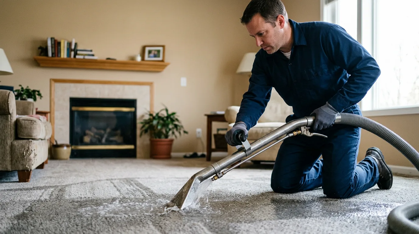 Water damage restoration technician working near Mahaska, KS